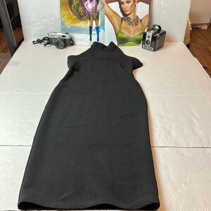 Enough about me body con black dress with open back